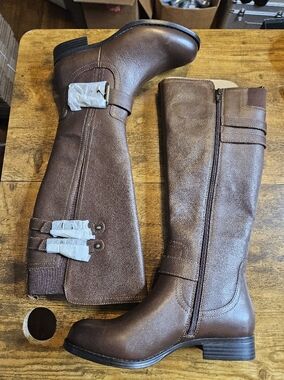 Naturalizer Womens 6 US 36 EUJessie Knee High Leather Wide Calf Riding Boots NEW